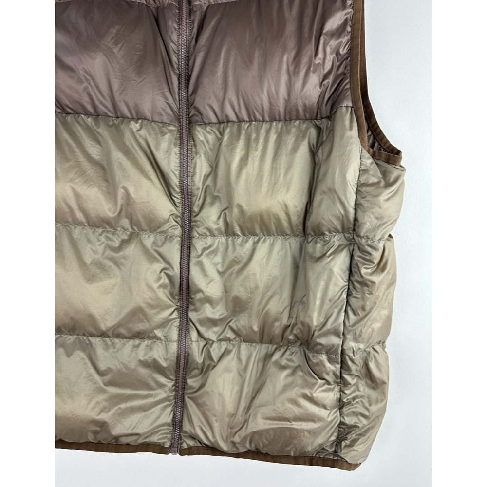 Uniqlo Ultra Light Down Vest Brown Taupe Colorblock Puffer Full Zip Men's XL - Picture 6 of 10